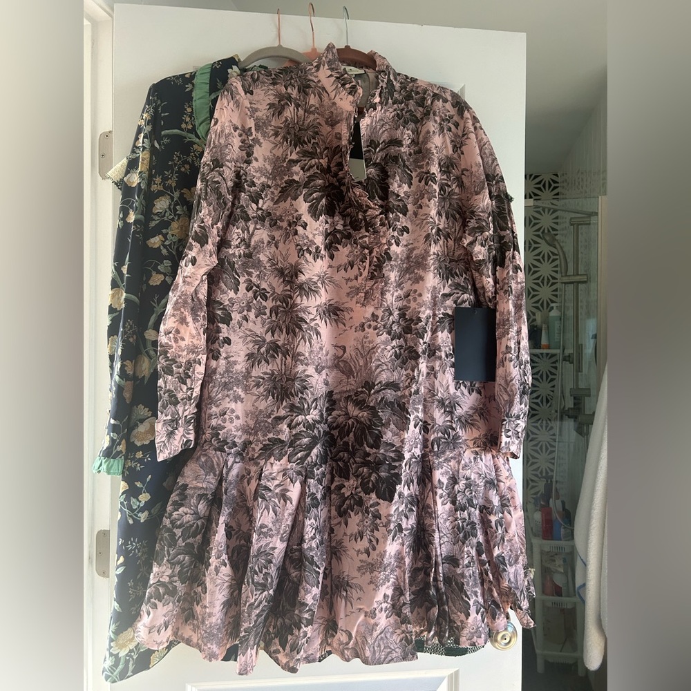 NWT Tuckernuck Toile Pink Dress with Ruffles